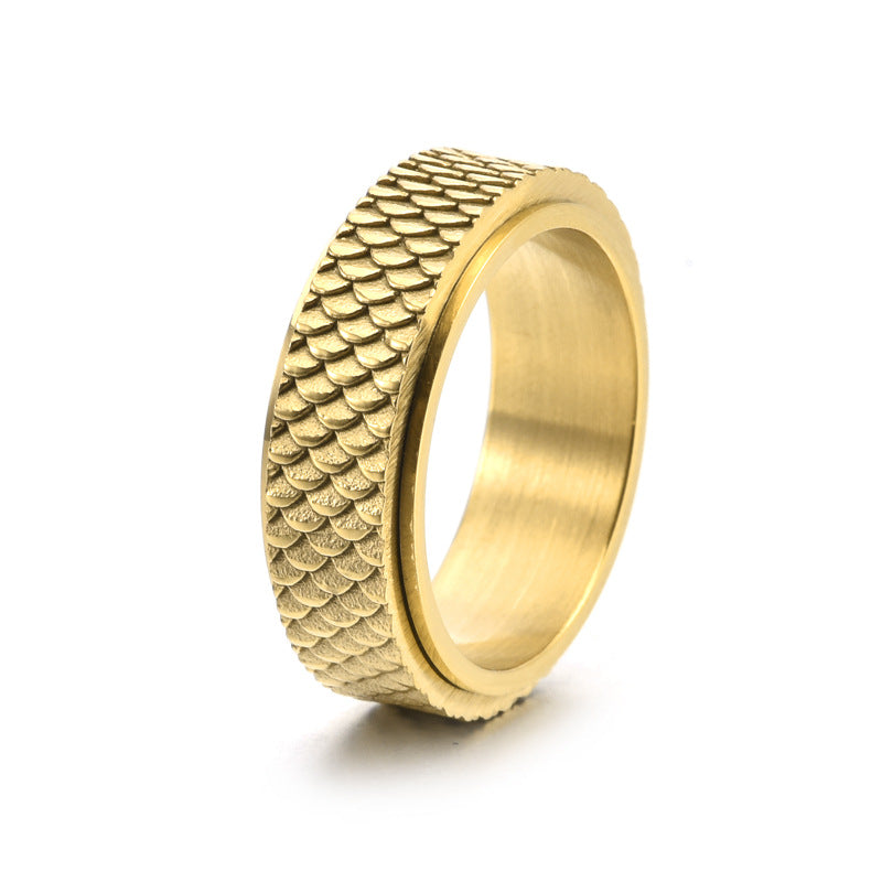 Men's Retro Titanium Steel Scale Rotatable Personalized Rings