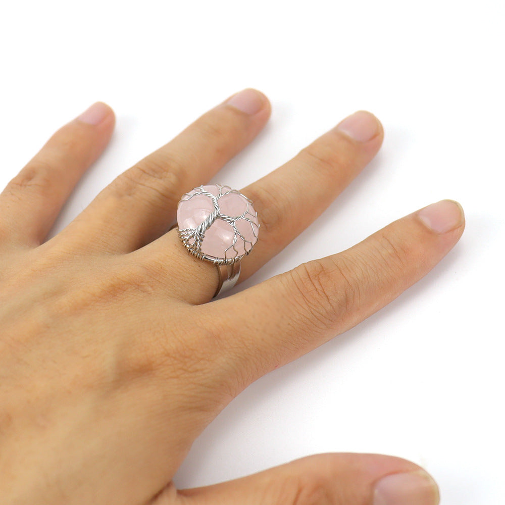 Handmade Winding Round Amethyst Lucky Tree Rings