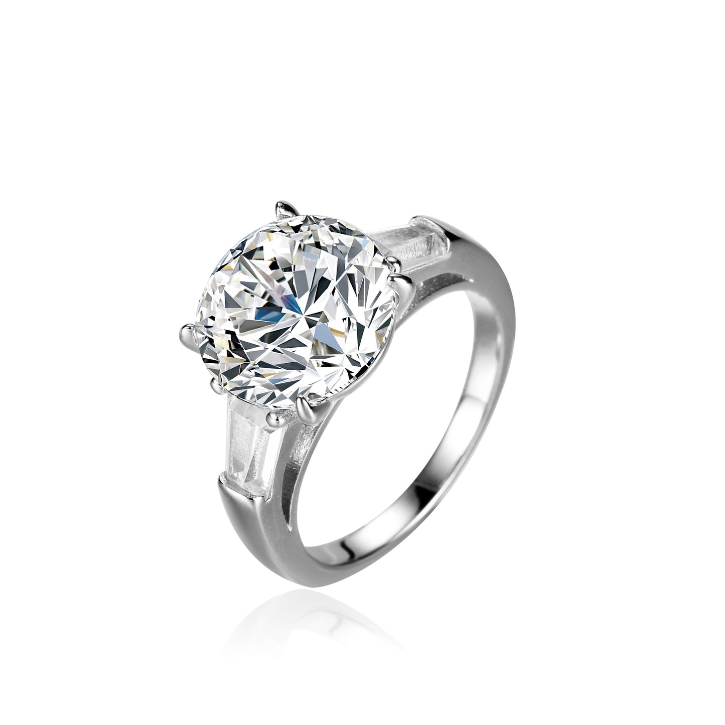 Women's Sier Karat Moissanite Double Row Big Diamond Rings