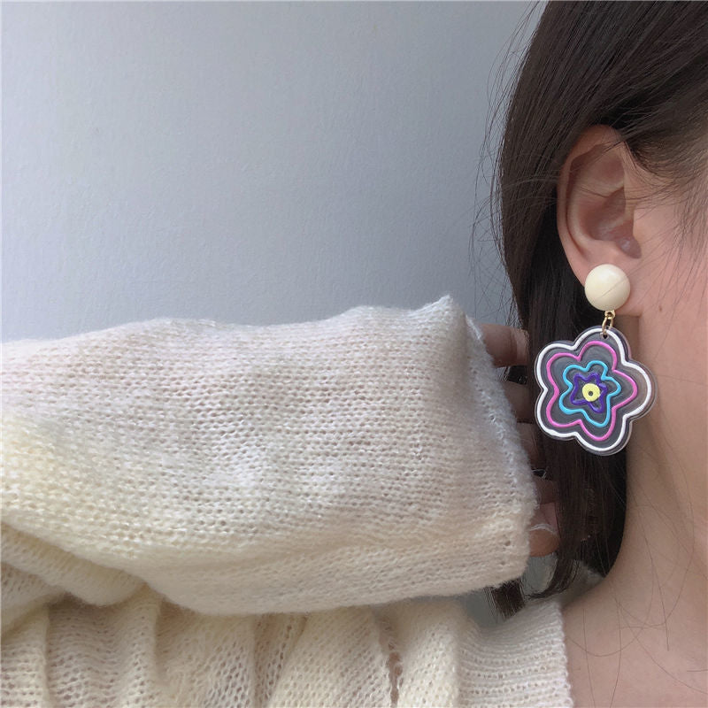 Colorful Flower Niche Design Female Contrast Earrings