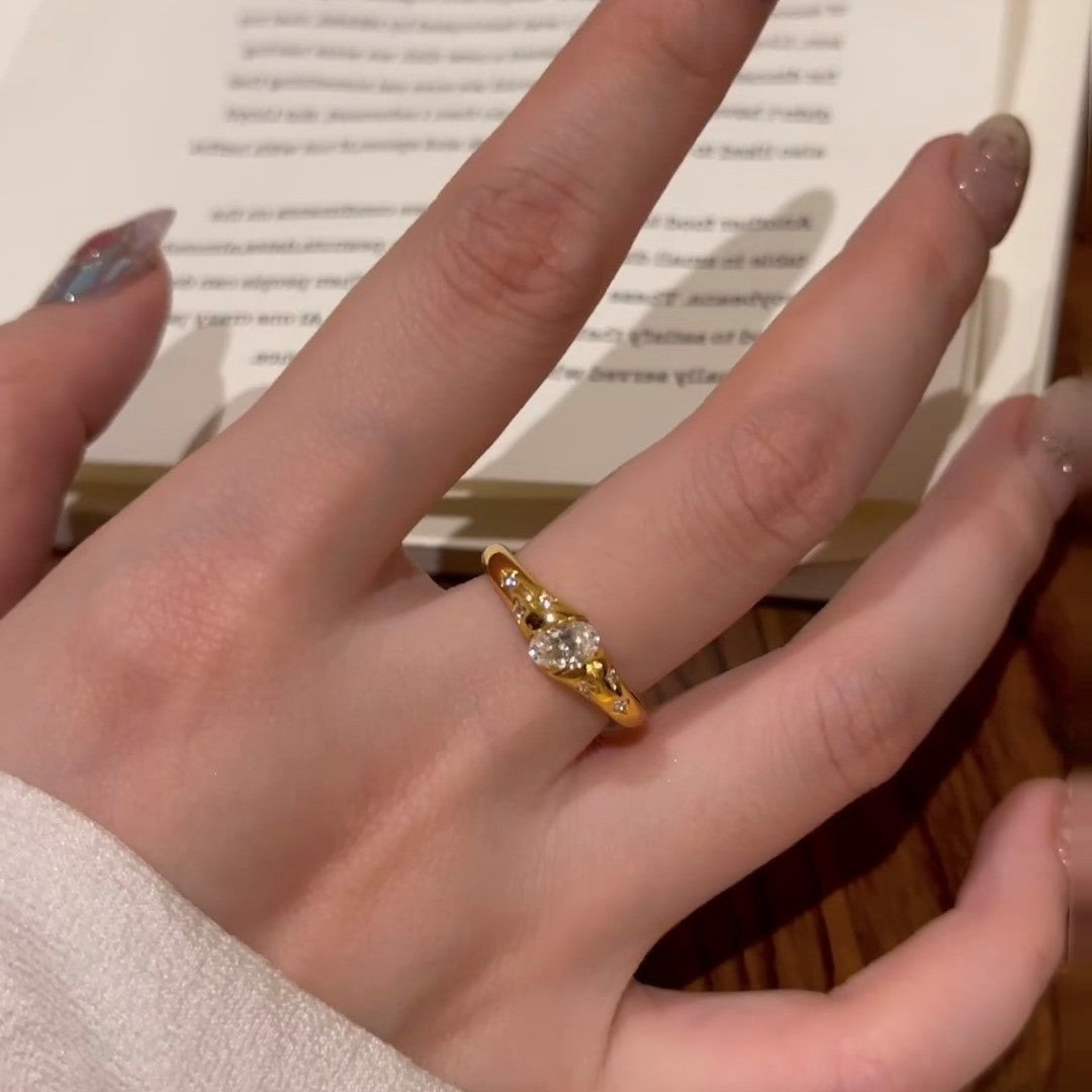 Women's Zircon Asterism Metal For Niche Design Mild Luxury Rings