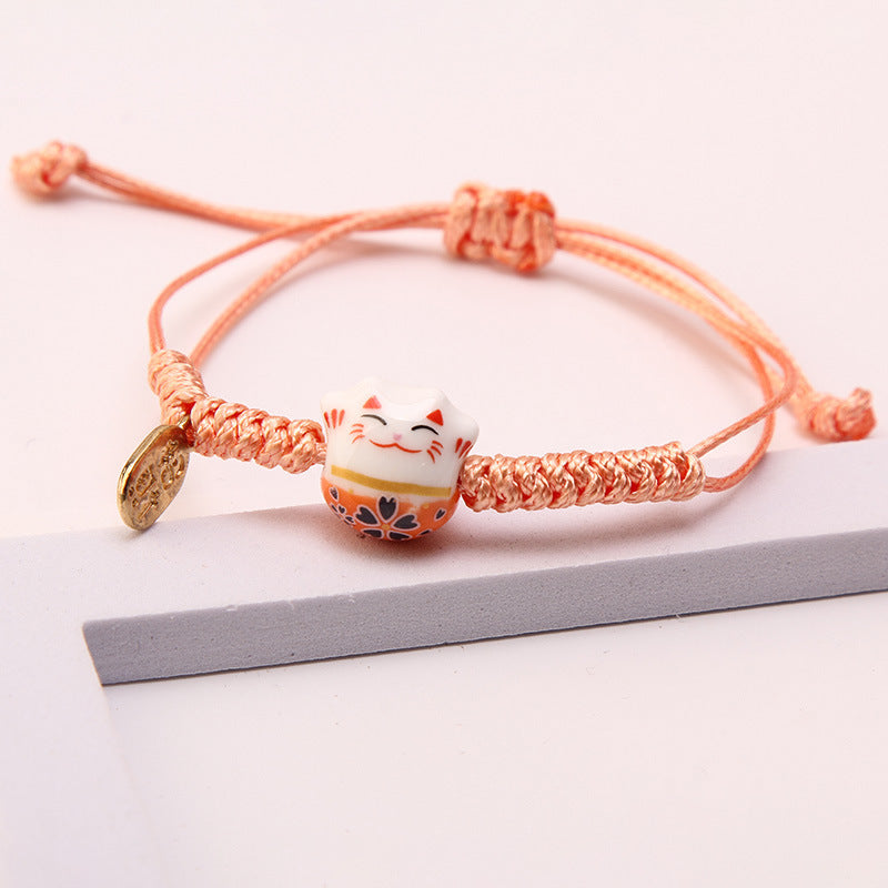 Women's Line Ceramic Fortune Cat Niche Design Bracelets