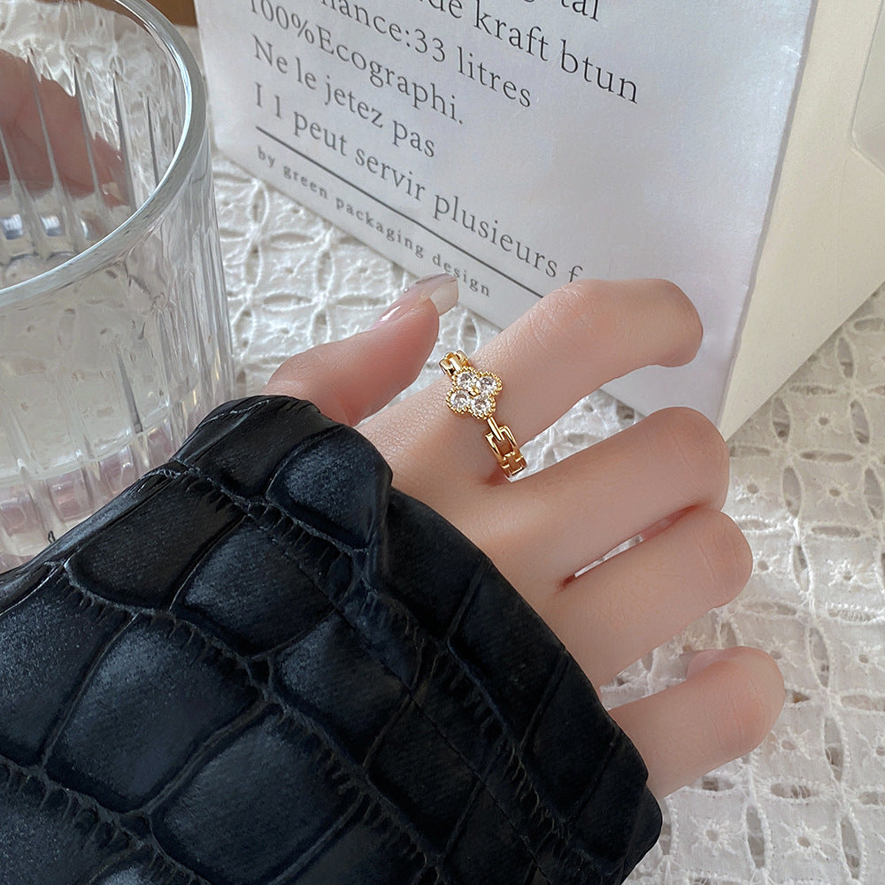 Style Simple Refined Zircon Female Niche Rings