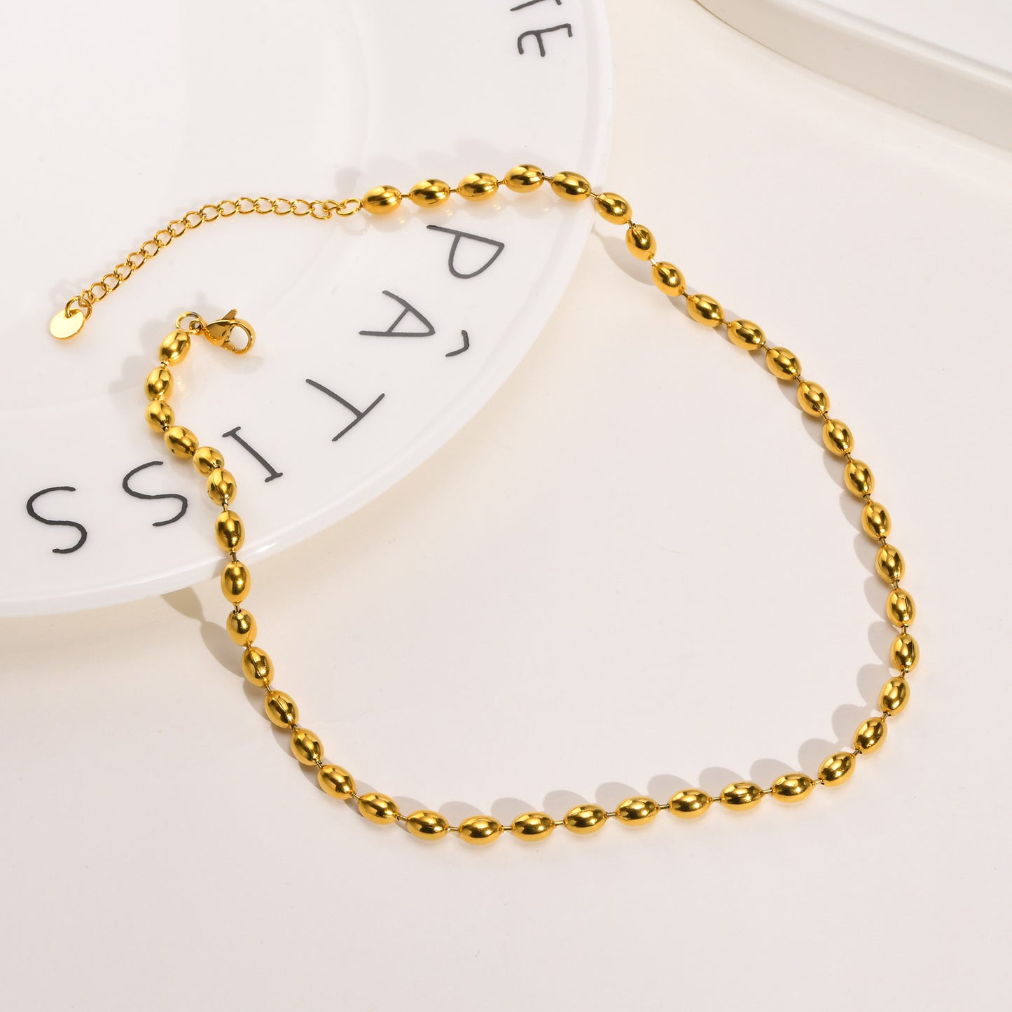 Women's Stainless Steel Beads Rugby Bead Simple Necklaces