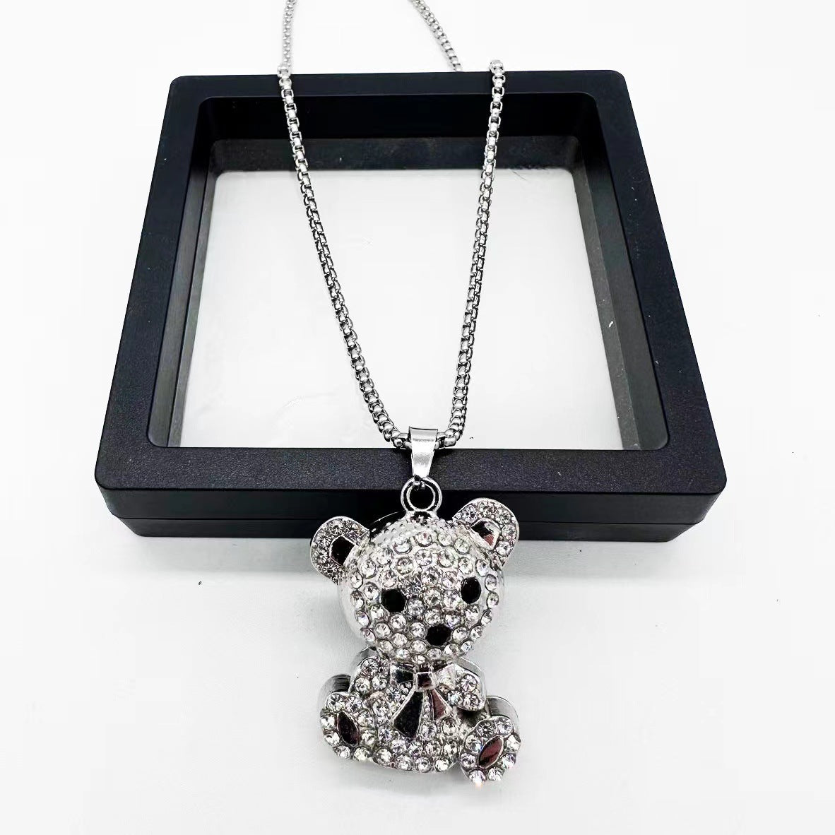 Women's & Men's Hip Hop Full Diamond Bear Sweater Chain Personality Necklaces