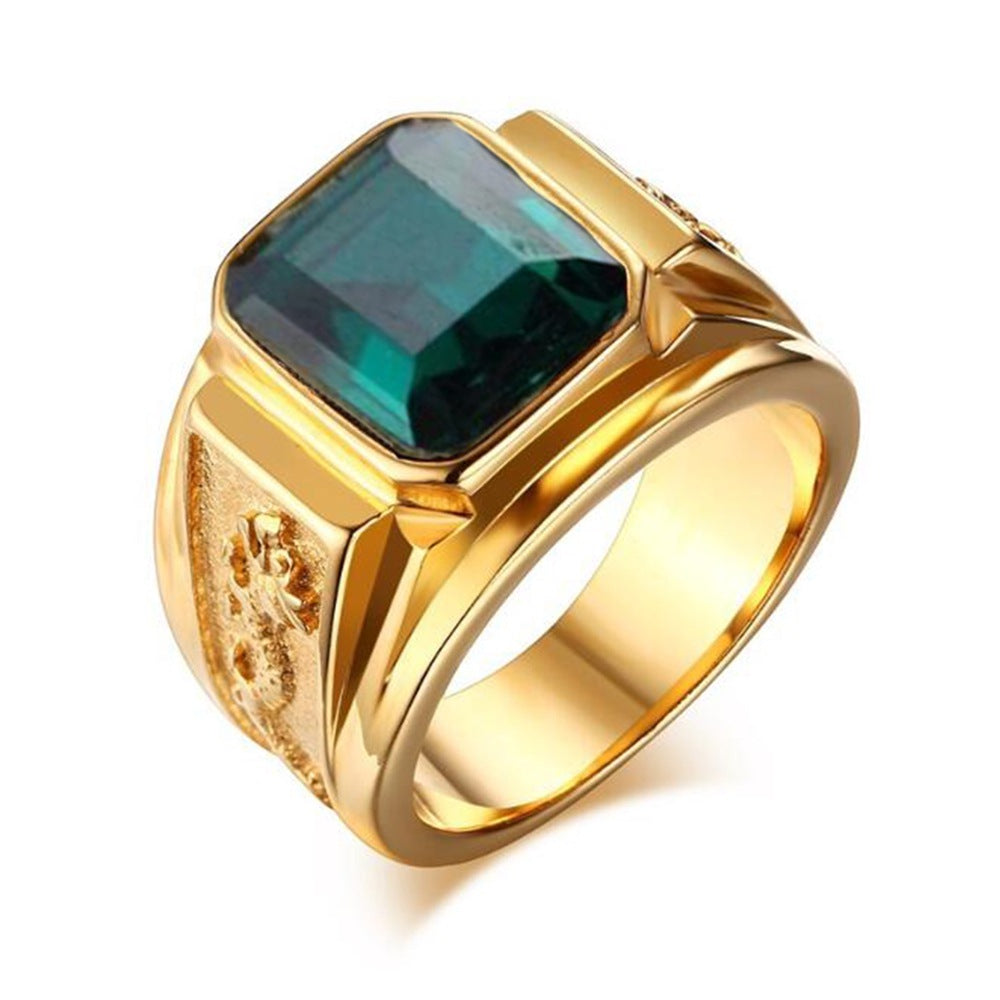 Men's Color Gem Personality Dragon Totem Fashion Rings