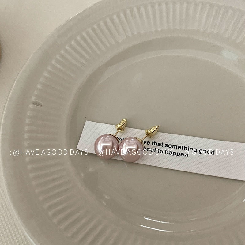 Mermaid Pink Steamed Bread Pearl Design Elegant Earrings