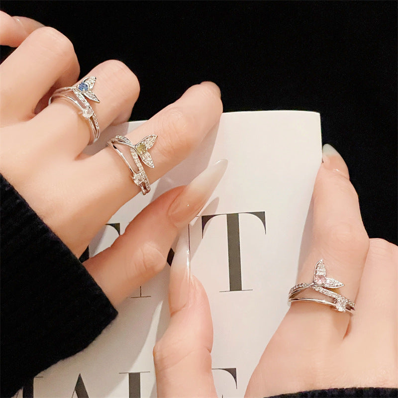 Super Flash Zircon High-grade Open Light Luxury Minority Design Rings