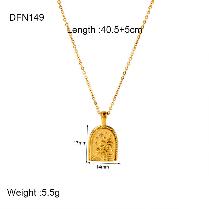 Women's Stainless Steel Heart Shell Palm Tree Necklaces