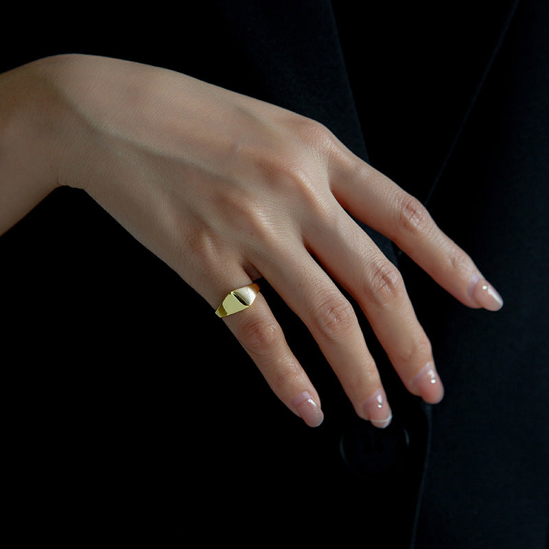 Small Tail Simple Glossy Korean Style Fresh Geometric Trimming Rings