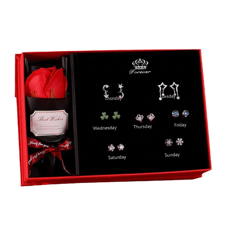 Needle Week Suit Micro Inlaid Zircon Fashion Valentine's Earrings