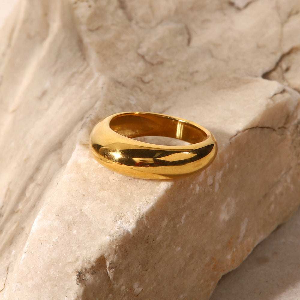 Fashion Simple Round Glossy Curved Female Stainless Steel Rings