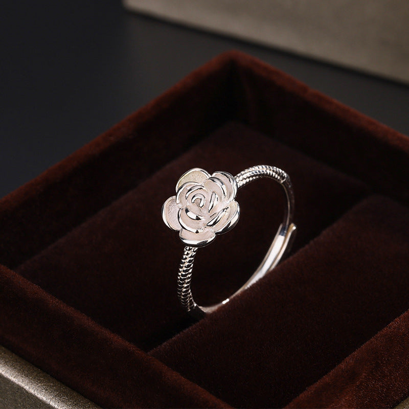 Sier Camellia Female True Love Rose Valentine's Day Rings