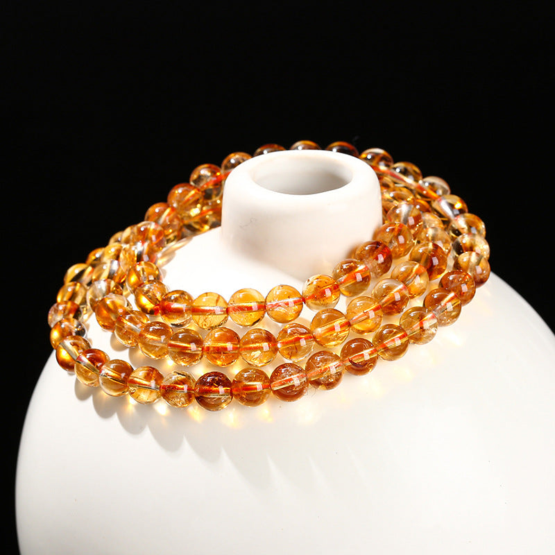 Jewelry Natural Citrine Fashion Round Beads Bracelets