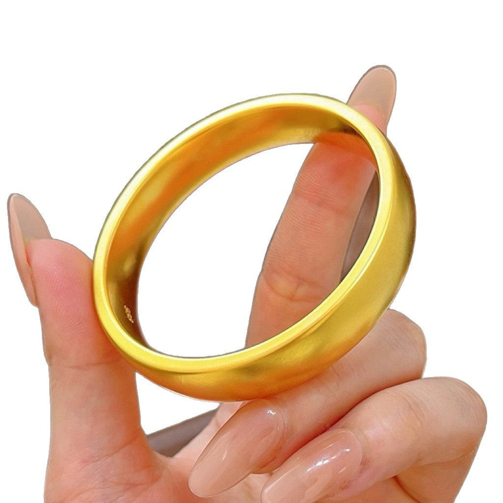 Shop Ancient Yellow Frosted Wide Loach Back Bangle Tire Bracelet