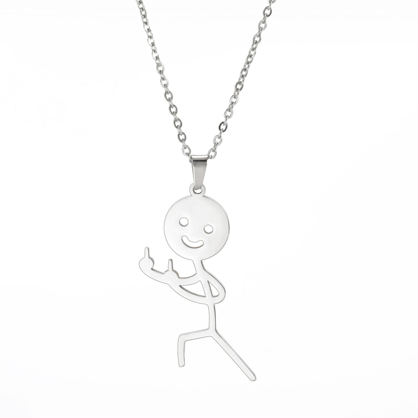 Personalized Simple Titanium Steel Vertical Two Middle Finger Pendants