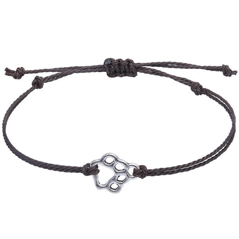 Women's Cat Dog Paw Prints Wax Line Bracelets