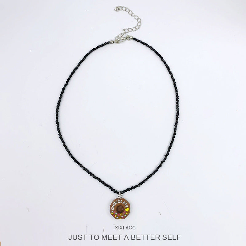 Dopamine Color Beaded Donut Female Summer Necklaces
