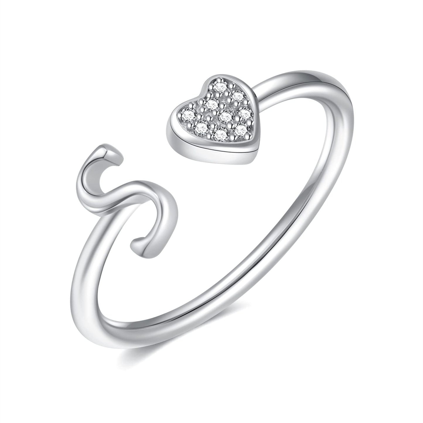 Name First Letters Stackable Zircon Adjustable Rings