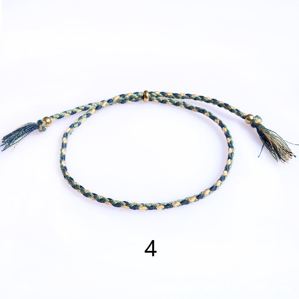 Women's & Men's Colorful Cotton String Friendship Copper Bead Bracelets