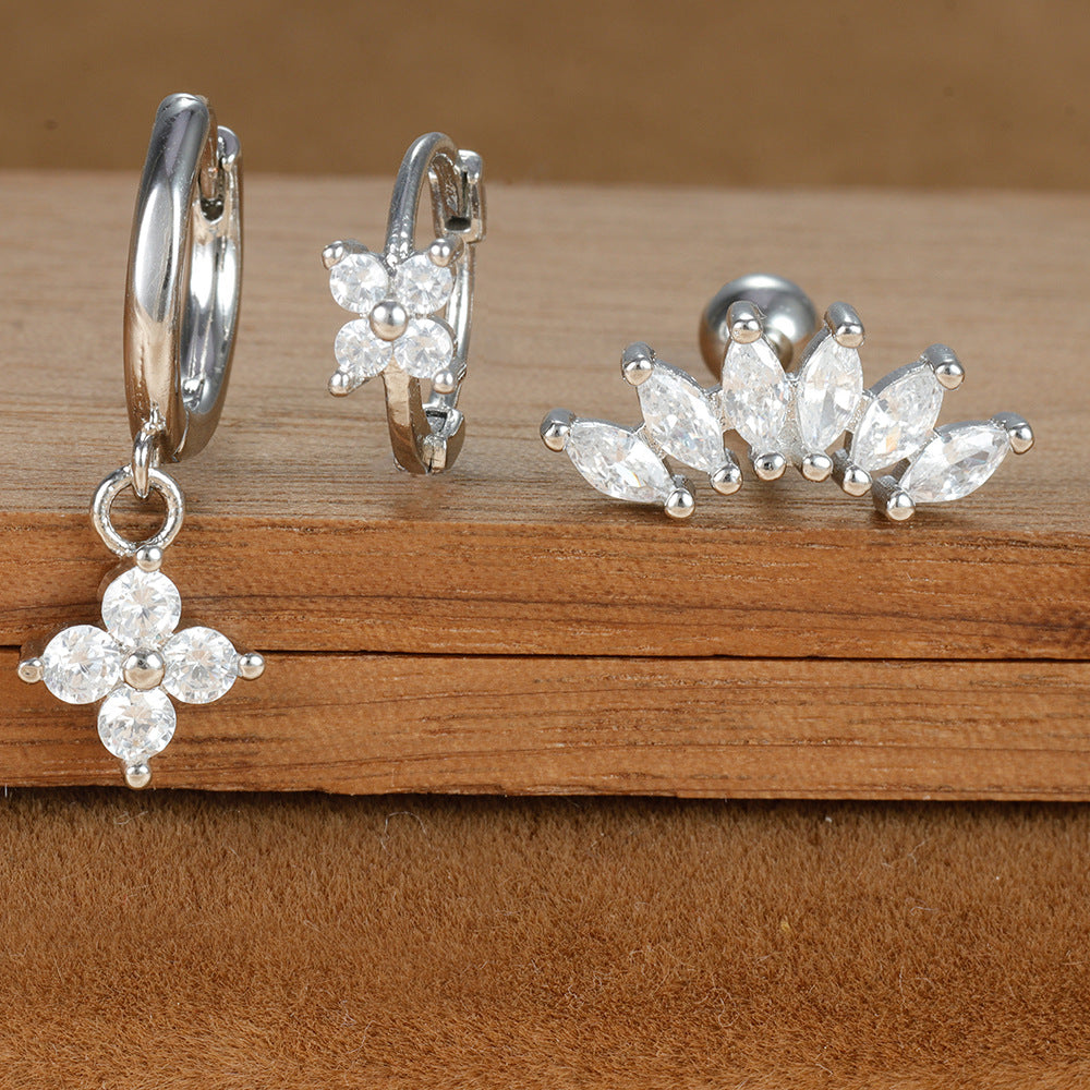 Women's Ear Zircon Star Moon Suit Light Earrings