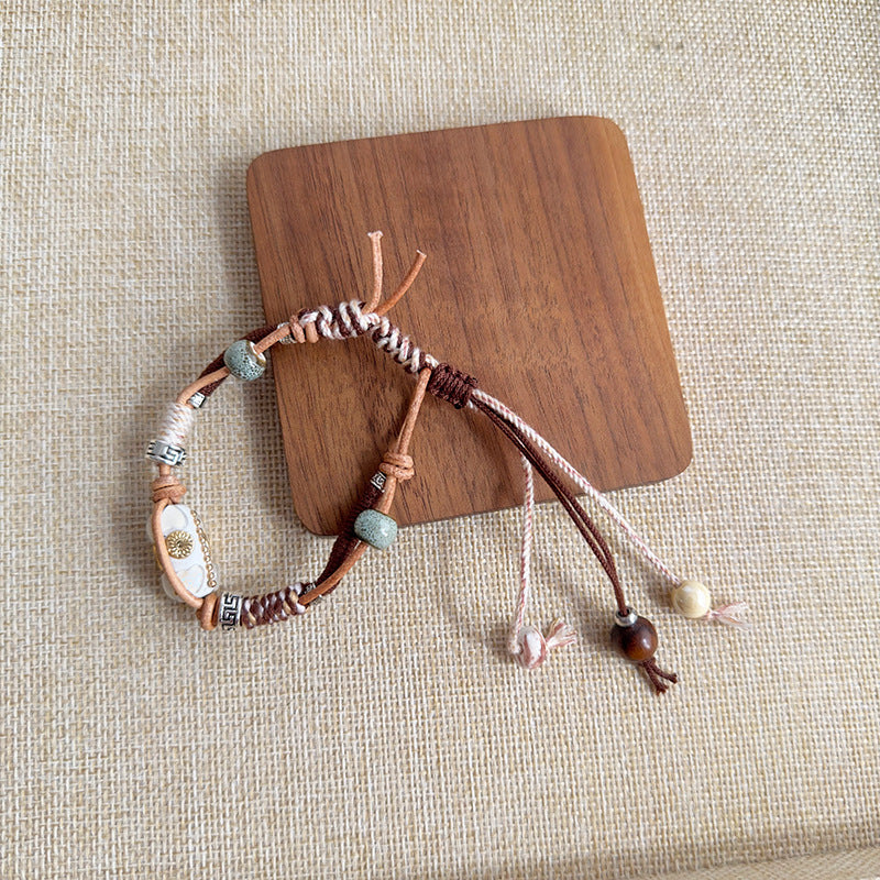 Ceramic Beaded Braided Rope Ethnic Style Bracelets