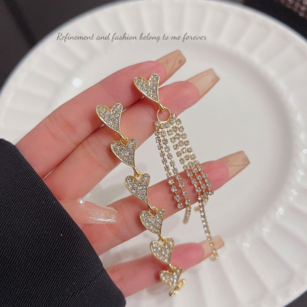Style Long Fringed Pearl Sier Needle Earrings