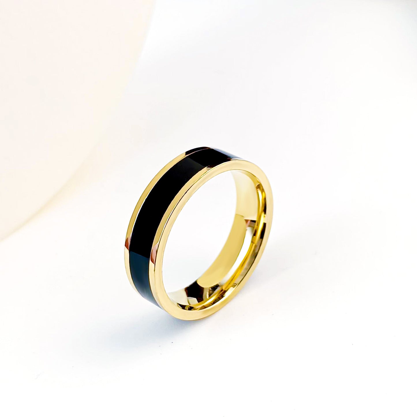 Oil Dripping Simple Black White Epoxy Fashion Trendy Couple Rings