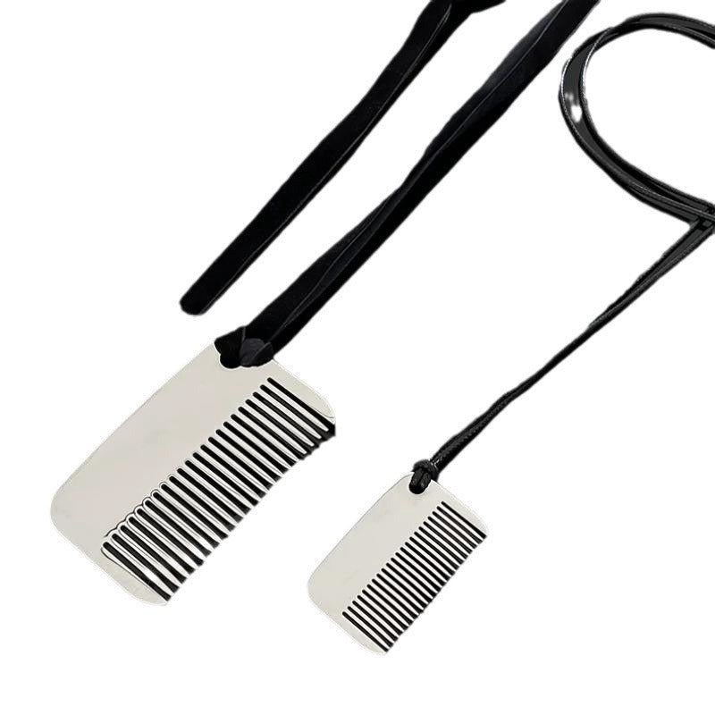 Women's Titanium Steel Niche Design Comb Sweater Necklaces