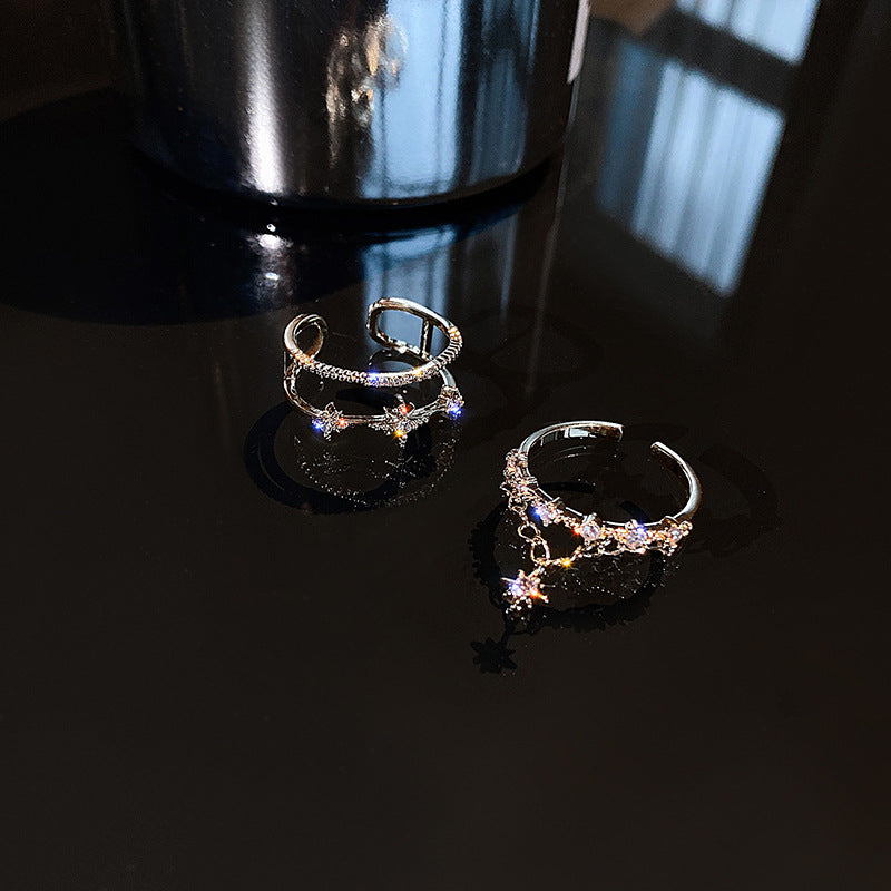 Style Mild Luxury Diamond Embedded Star Rings