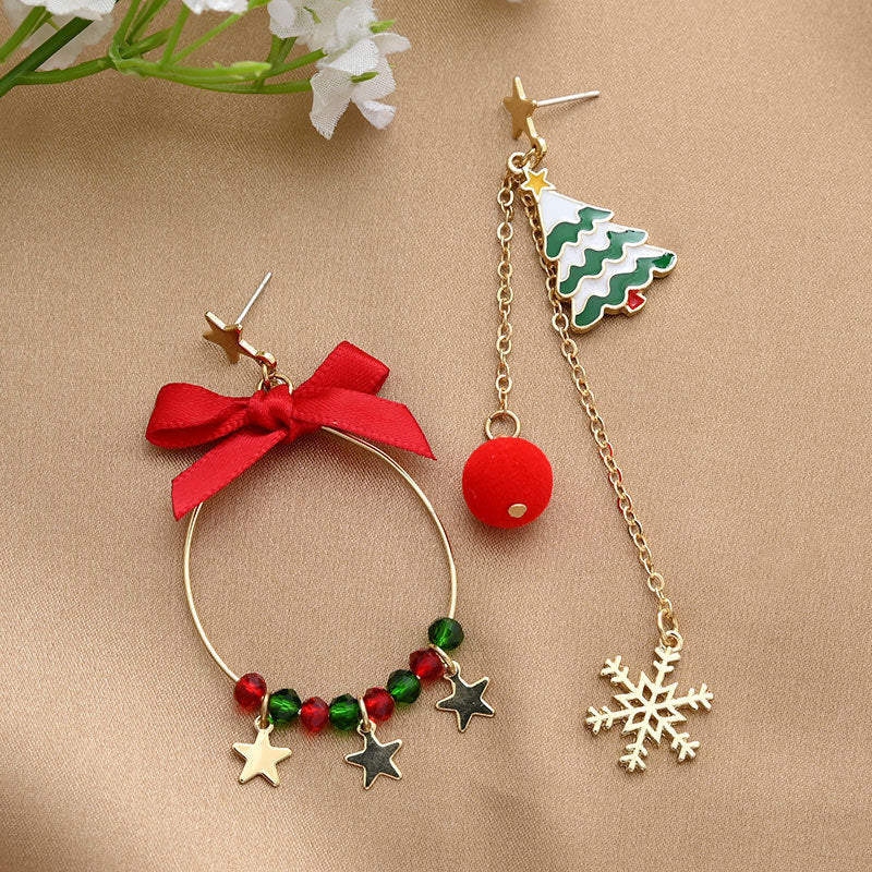 Women's New Christmas Sier Needle Tree Earrings