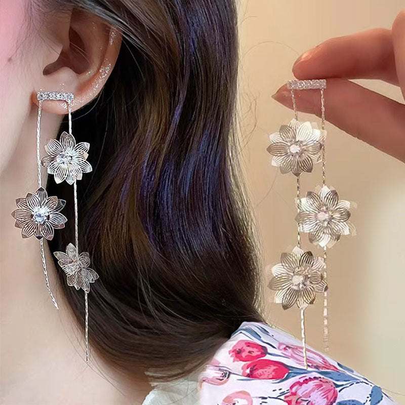 Women's Tassel Flowers High-grade Light Luxury Minority Earrings