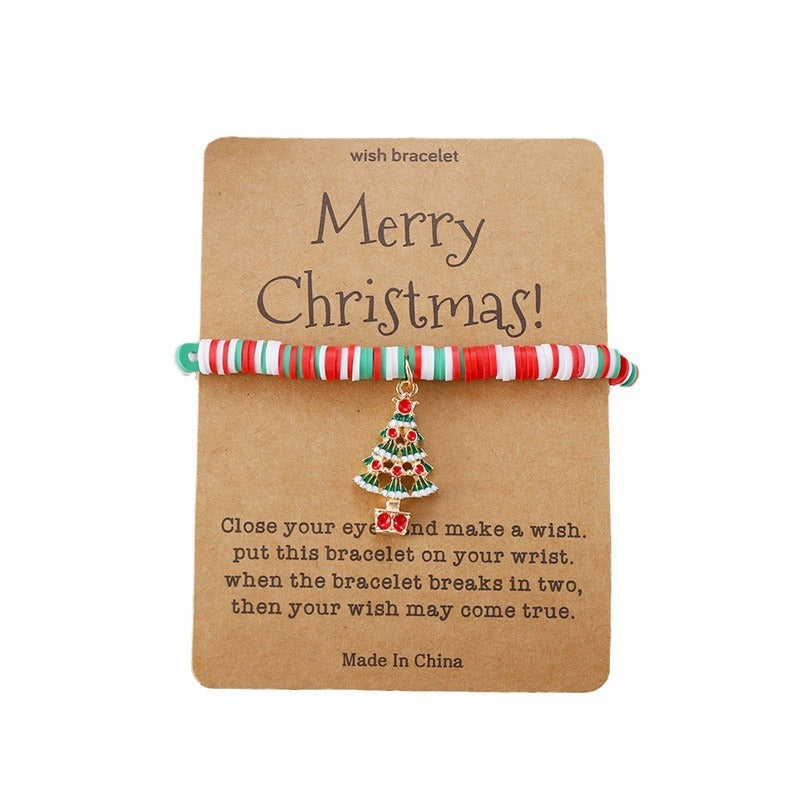 Women's Christmas Tree Snowflake Versatile Creative Polymer Clay Elastic Bracelets