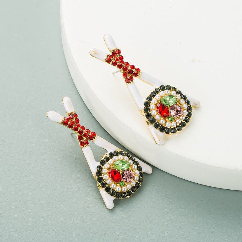 Women's Alloy Drop Oil Inlaid Color Rhinestone Earrings