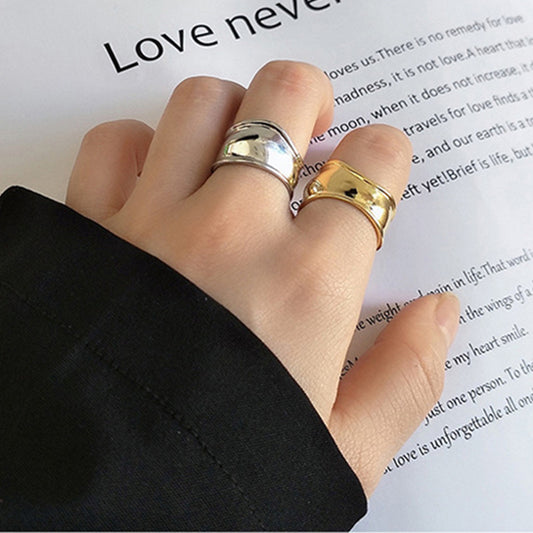 Glossy Wave Personality Cool Gold Plated Rings
