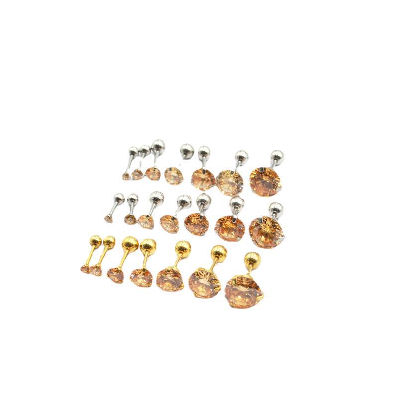 Ball Thread Ear Bone Pin Champagne Earrings