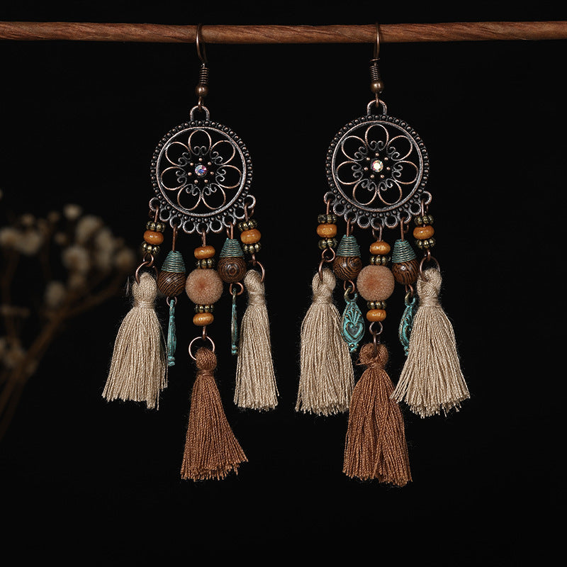 Tribe Ethnic Style Long Fringe Holiday Trip Earrings