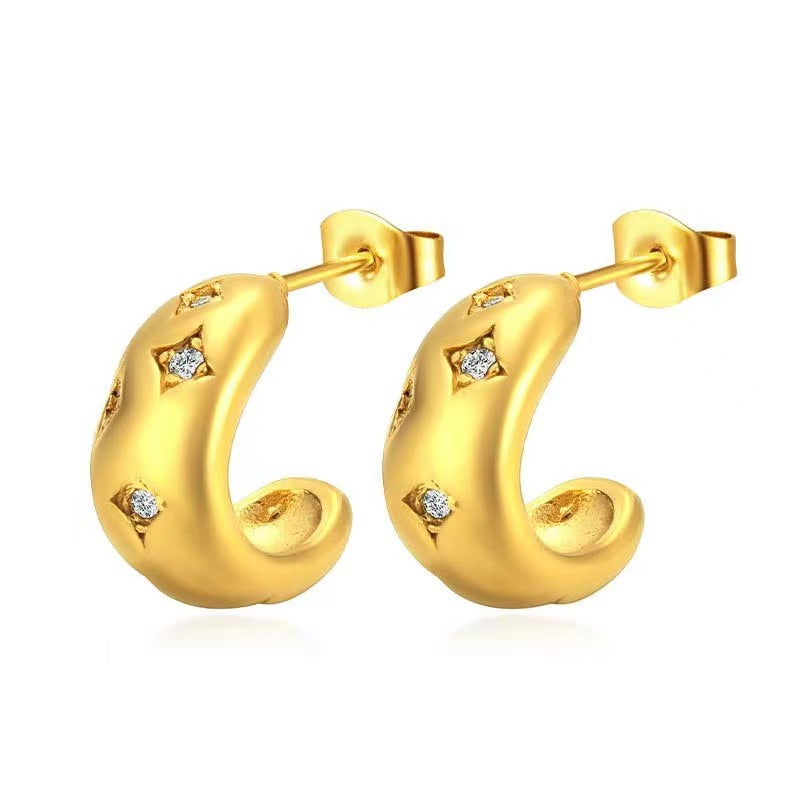 Women's Stainless Steel Rhinestone Advanced Affordable Luxury Earrings