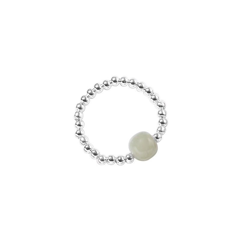 Women's Sterling Sier Natural Crystal Simple Unique Design Sweet Rings