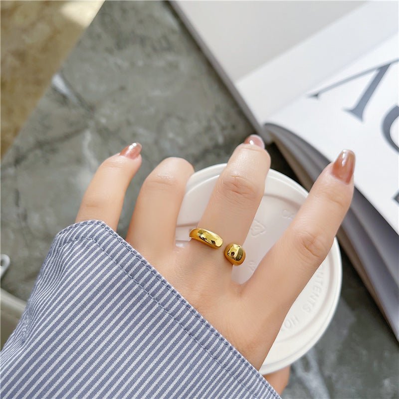 Wind Simple Grace Personality Titanium Steel Gold-plated Water Rings