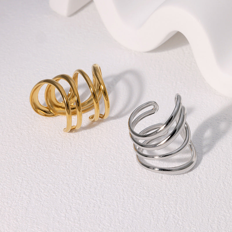 Cold Style Stainless Steel Open Line Rings