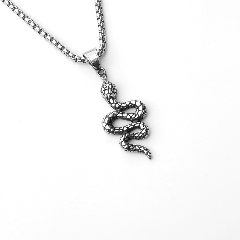 Men's Fashion Titanium Steel Double Snake Trendy Necklaces