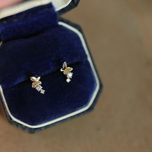 Women's Mini Butterfly Diamond For Simple Light Earrings