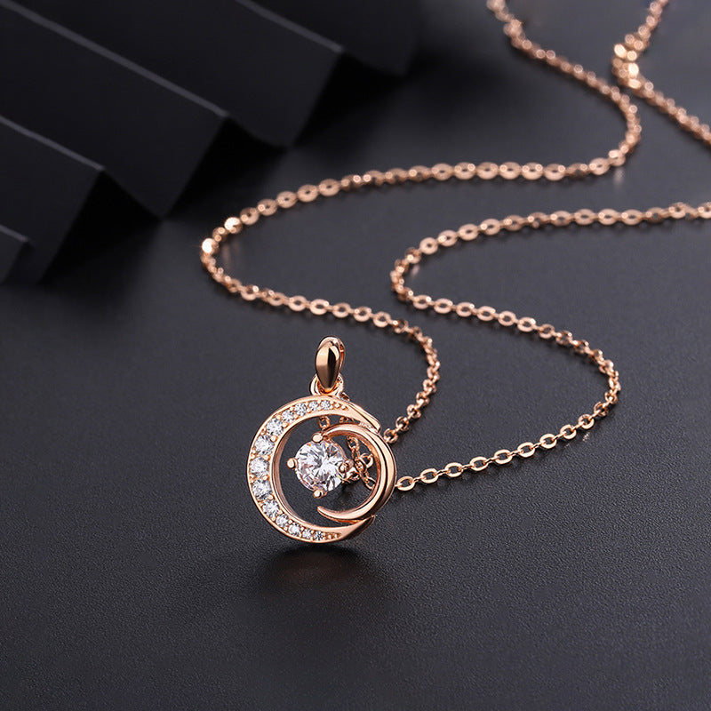 Women's Moon Double With Zircon Clavicle Chain Necklaces