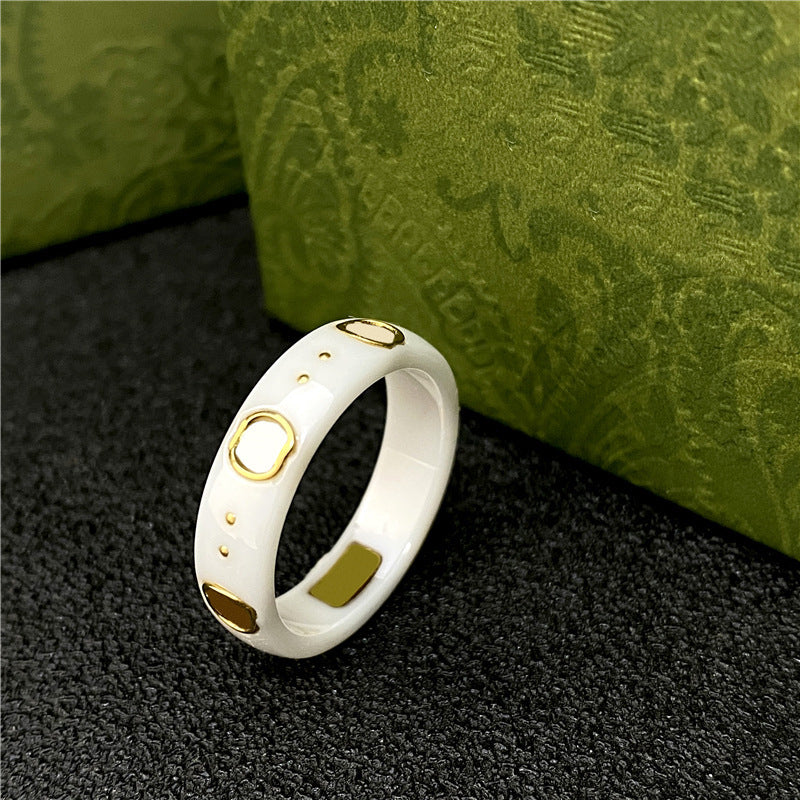 Bee Planet Ceramic Trendy Unique Couple Black Rings