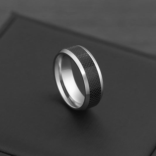 Men's Diamond Plaid Titanium Steel Personalized Minority Rings
