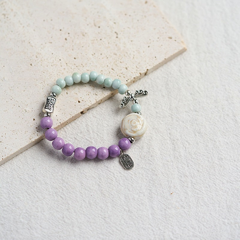 Women's Dopamine Color Ceramic Ancient Style Beaded Bracelets