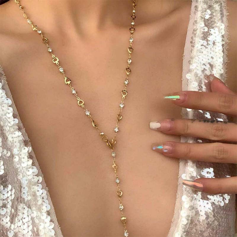Women's Color Crystal Elegant Metal Chain Clavicle Simple Style Necklaces