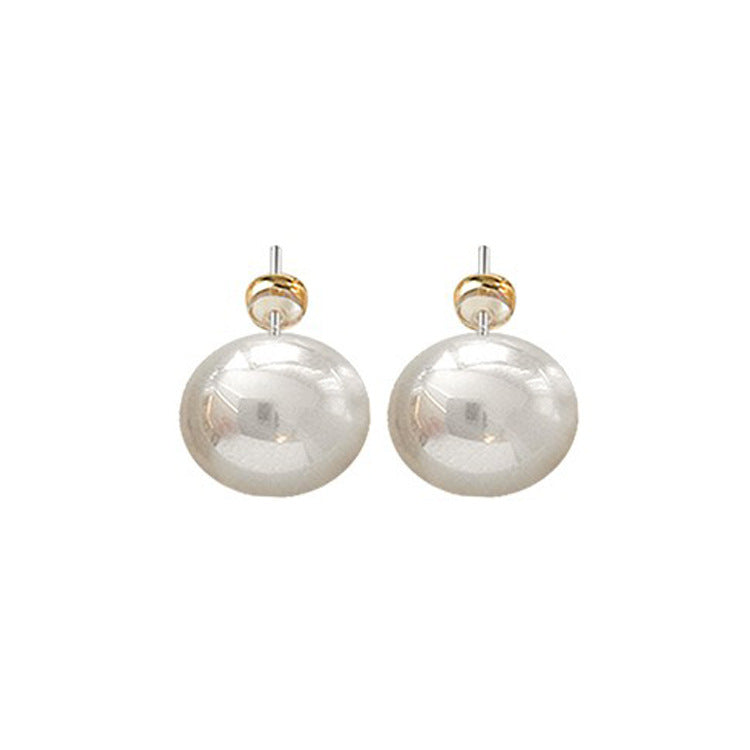 Women's Flat Round Steamed Bread Pearl High-grade Earrings