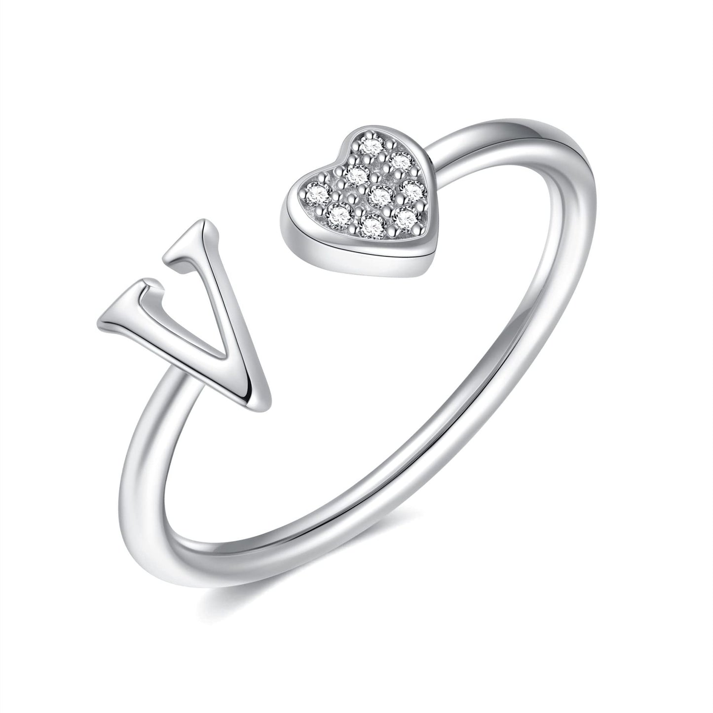 Name First Letters Stackable Zircon Adjustable Rings